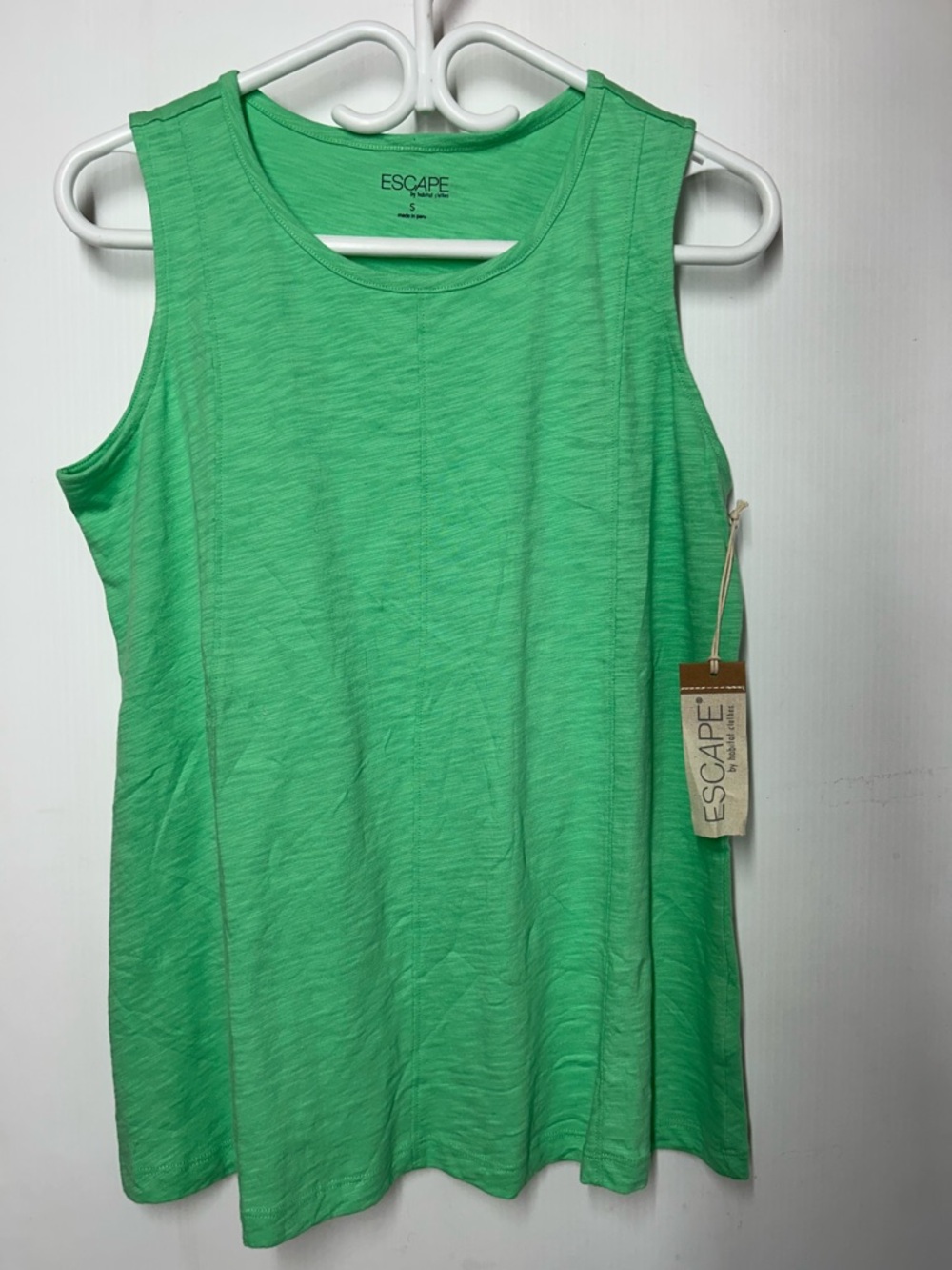 Escape by Habitat Cotton long seamed tank small relaxed fit seafoam green